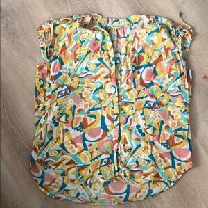 Anthropologie Multicolor Abstract Button Down Shirt Danielle Kroll